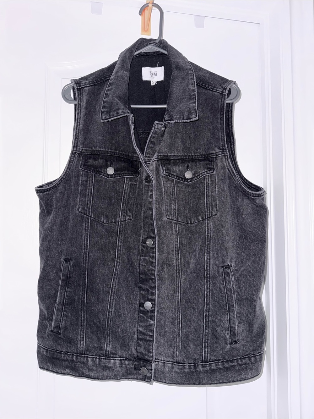Royalty For Me Washed Black Denim Vest
